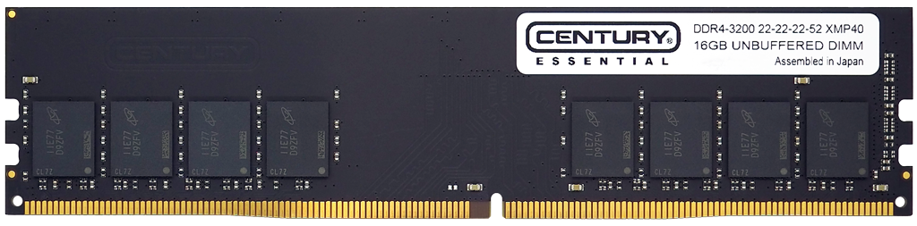 CENTURY ESSENTIAL新製品 DDR4-4000MHz（XMP）16GB 1-Rankのメモリー 